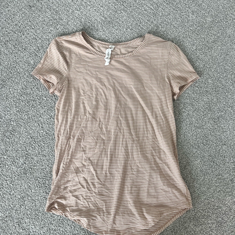 Lululemon yellow and white striped shirt